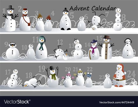 Advent calendar with funny snowman Royalty Free Vector Image