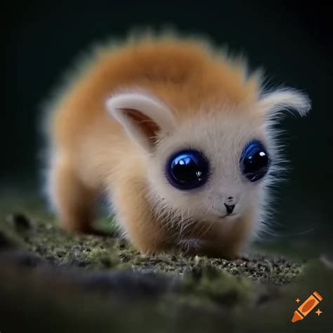 Cute fuzzy alien animal in its natural habitat on Craiyon