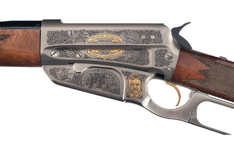 Engraved and Gold Highlighted Winchester Model 1895 Teddy Roosevelt Commemorative Lever Action Rifle