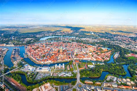 City from above, top view, Lübeck, Germany Stock-Foto | Adobe Stock