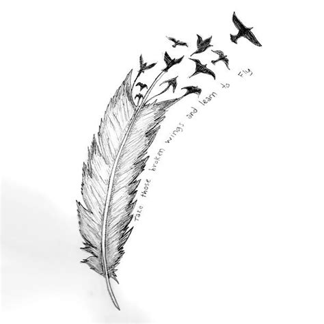 Best Feather Turning Into Birds Tattoo Design