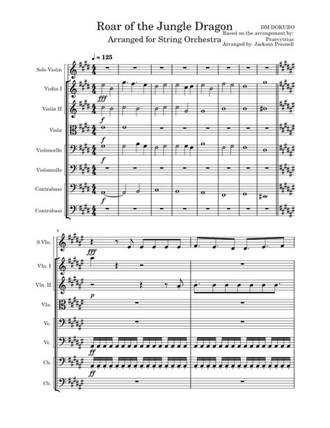 Roar of The Jungle Dragon – DM DOKURO Sheet music for Contrabass, Violin, Viola, Cello (String ...