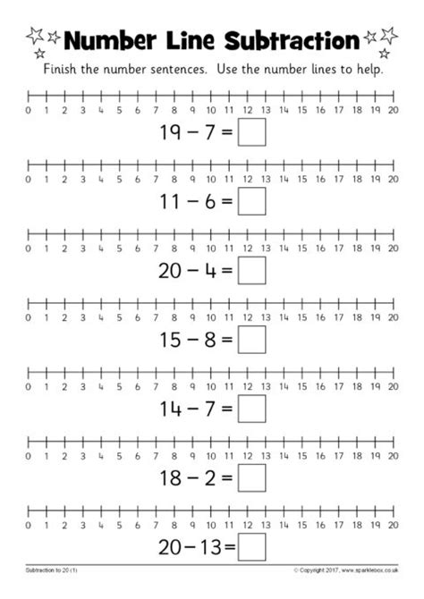 Number Line Subtraction Worksheets (SB12219) - SparkleBox