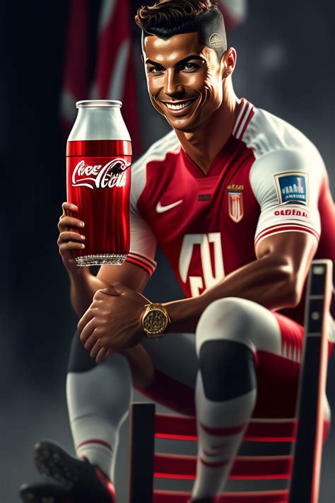 Lexica - Cristiano Ronaldo showing Coca-Cola in hand, 4k, Coca-Cola, sitting at a chair ...