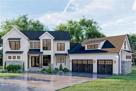 Modern Farmhouse Plan with Angled 3-Car Garage - 62824DJ | Architectural Designs - House Plans