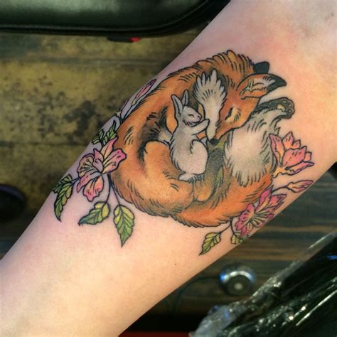 My unlikely fox & bunny friendship tattoo. Done by Katie at Jackalope ...