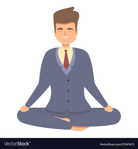 Focus meditation icon cartoon style Royalty Free Vector