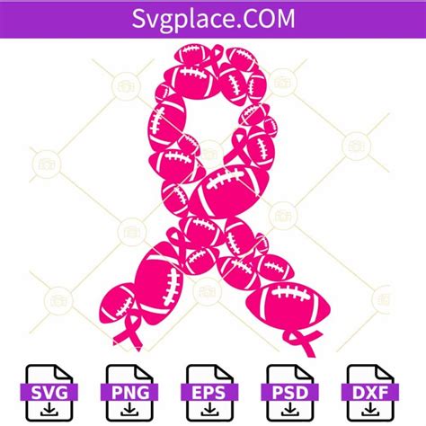 Football Cancer ribbon SVG, Football Breast Cancer Awareness SVG ...