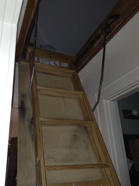 Stairs going up to attic. They fold down but are very sturdy. | Home ...