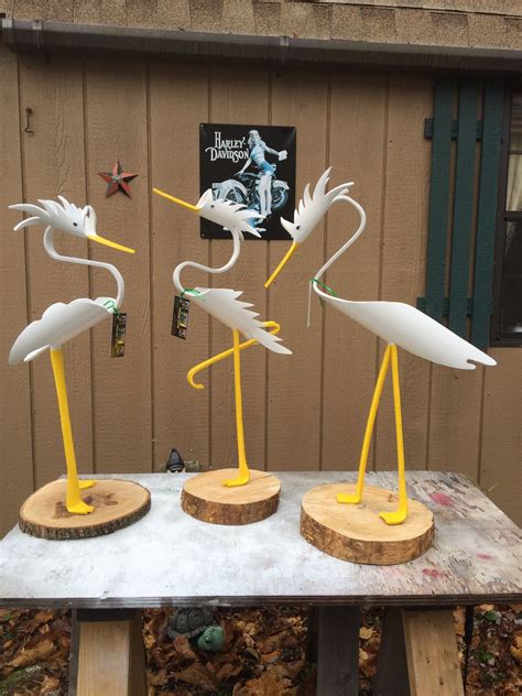 3 spiked egrets. Christmas order. Approximately 27 inches tall. Pvc Pipe Crafts, Pvc Pipe ...