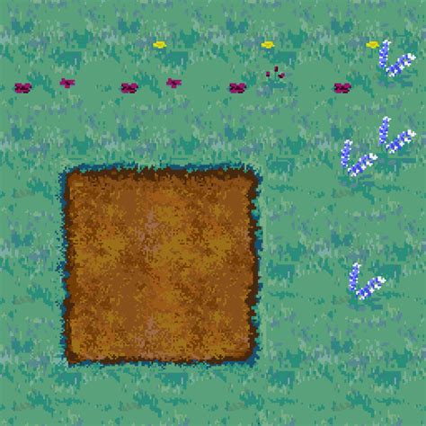 64x64 Pixel Art Grass, Dirt, and Wildflower Tiles