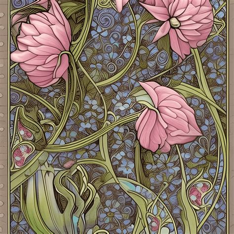 Beautiful Whimsical Art Nouveau Flowers · Creative Fabrica