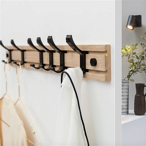 Singapore Ready Stocks Wooden Coat Rack Clothes Hanger Hooks Living Room Wall Rack Wall Clothes ...