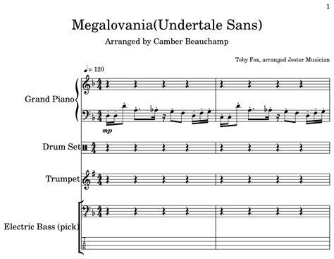 Megalovania(Undertale Sans) - Sheet music for Piano, Drum Set, Trumpet ...