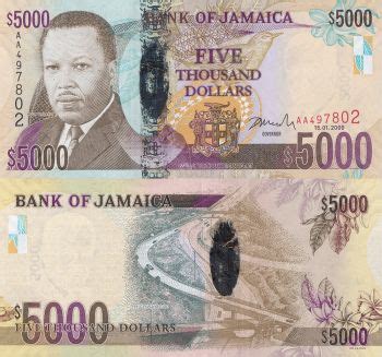 5000 Jamaican Dollar Note