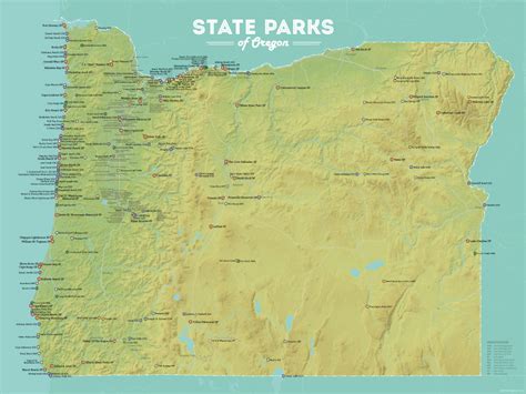 Oregon State Parks Map 18x24 Poster - Best Maps Ever