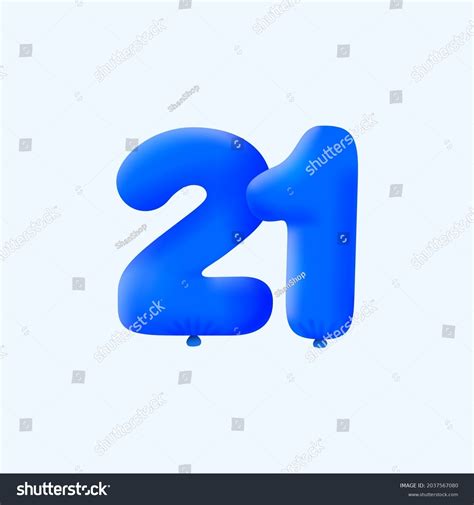 Blue 3d Number 21 Balloon Realistic Stock Vector (Royalty Free ...