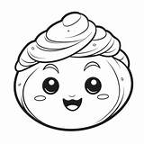 Free Coloring Pages For Kids Of Bun With Cream And Eyes Vector Basic  sketch template