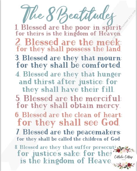 The 8 Beatitudes Told by Jesus Christ Catholic - Etsy UK