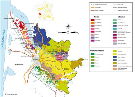 Bordeaux Map of Vineyards Wine Regions