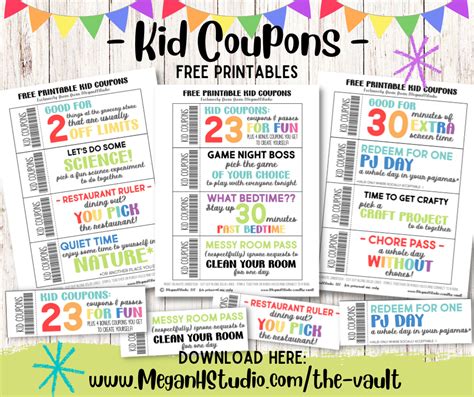 Free Printable Kid Coupons - MeganHStudio