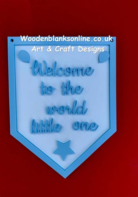 Acrylic New Baby Sign White/Blue - Wooden Blanks OnlineWooden Blanks Online