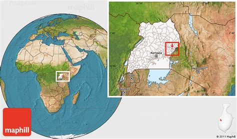 Satellite Location Map of Mbale Municipality, highlighted country