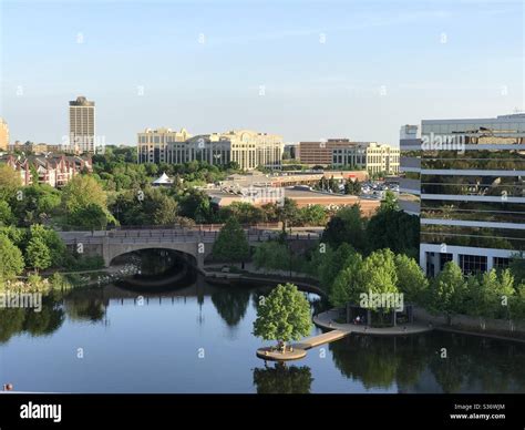 Edina, Minnesota/USA. May 12, 2018. An aerial view of a park in Edina ...