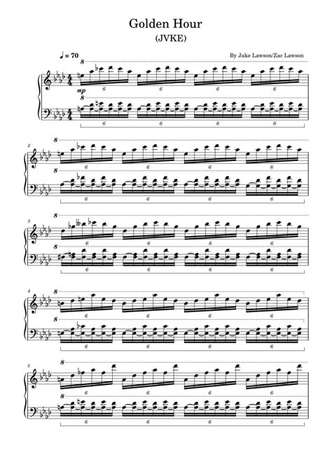 Golden Hour (arr. poon) by Jvke Sheet Music for Piano Solo at Sheet Music Direct