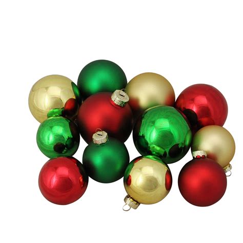 96ct Red Green and Gold Shiny and Matte Glass Ball Christmas Ornaments ...