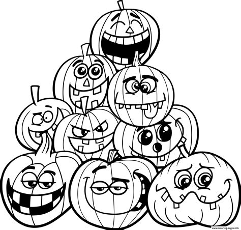 Halloween Pumpkins Emotions Coloring page Printable