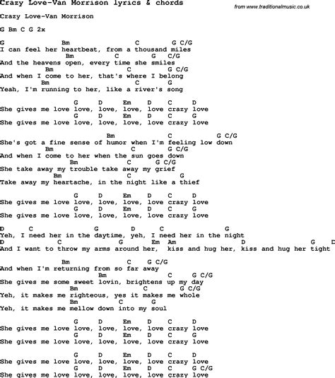 Love Song Lyrics for:Crazy Love-Van Morrison with chords.