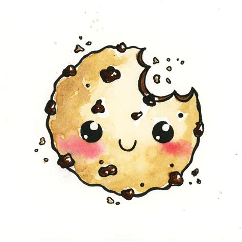 Cute kawaii cookie :P Watercolor wash and ink | Dibujos kawaii, Arte kawaii, Dibujos kawaii faciles