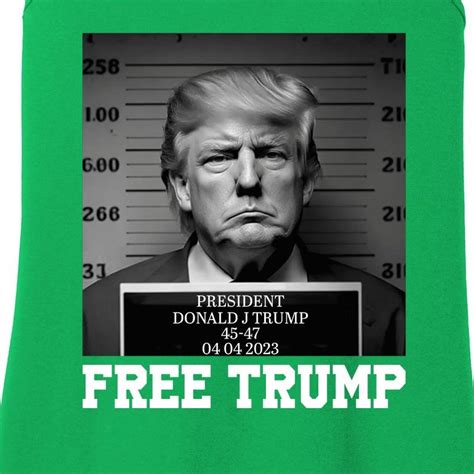 Free Donald Trump Mug Shot Ladies Essential Tank | TeeShirtPalace