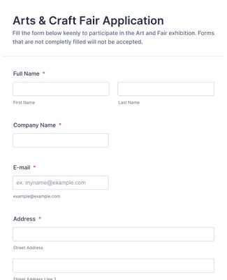 Arts and Craft Fair Application Form Template | Jotform