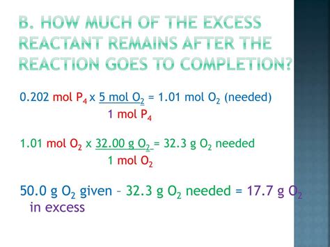 How To Find How Much Excess Reactant Is Left - Here's how to answer these three questions ...