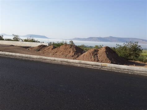 Road Side View of Trees and Hills Mountains Stock Photo - Image of ...