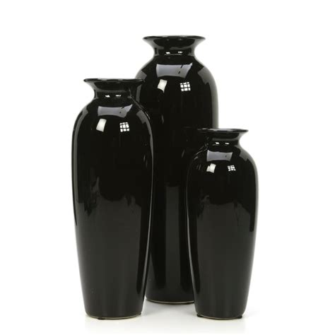 Hosley's Set of 3, Black Decorative Ceramic Vases - Walmart.com ...