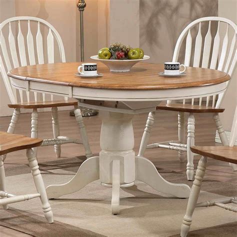 Missouri Round Dining Table (Antique White/ Rustic Oak) by ECI Furniture | FurniturePick