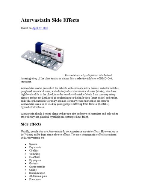 Atorvastatin Side Effects | Myocardial Infarction | Coronary Artery Disease