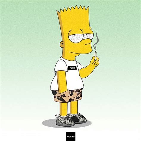 Gangster Bart Simpson Smoking Weed