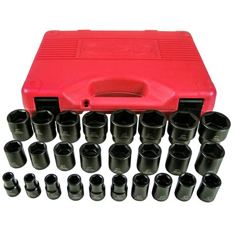 K Tool International 1/2 in. Drive Short Impact Socket Set (26-Piece ...