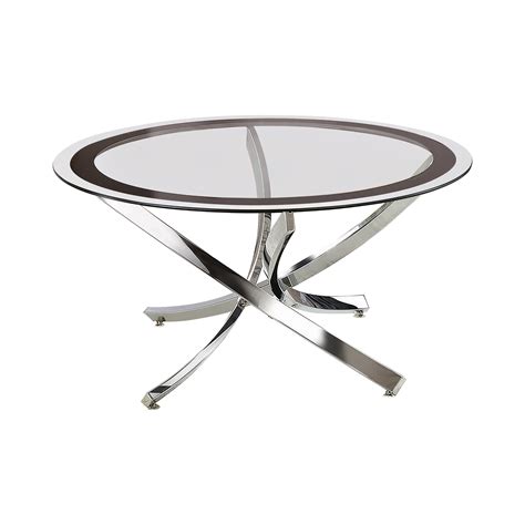 Brooke Round Glass Top Coffee Table Metal Base Chrome - Coas