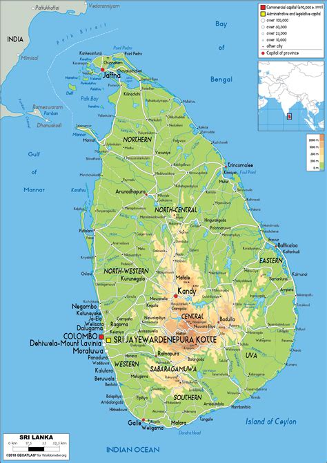 Sri Lanka Map (Physical) - Worldometer