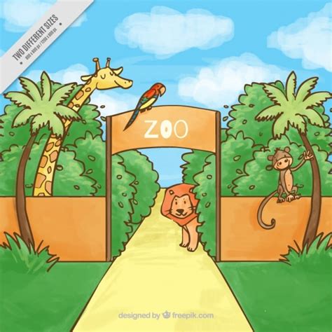 Hand drawn zoo with animals background Vector | Free Download