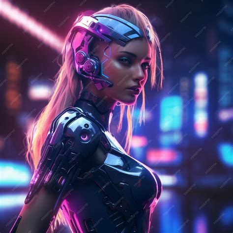 Premium Photo | Cyberpunk woman portrait futuristic neon style