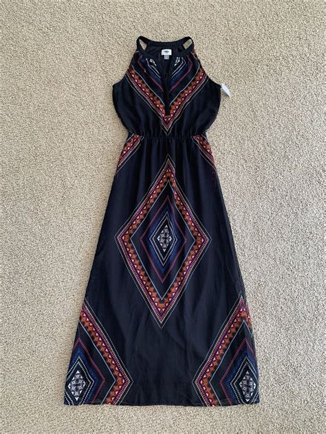 Old Navy Dress New NWT Sleeveless Black Pink Geometric Lined Maxi Size ...