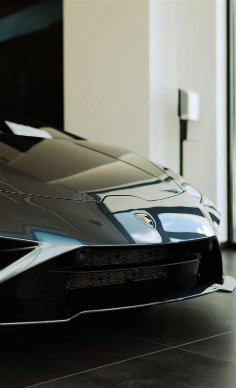 Detail of Luxurious Black Lamborghini Car in a Showroom Editorial Stock Photo - Image of ...