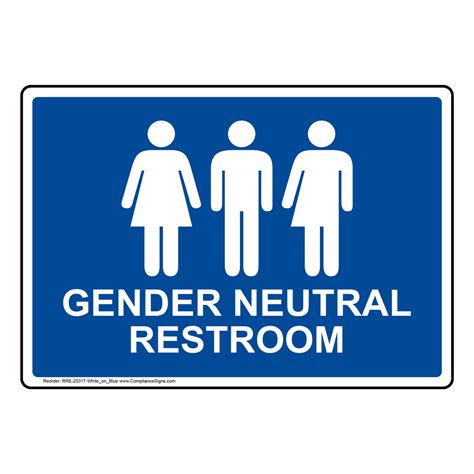 Blue Gender Neutral Restroom Sign With Symbol RRE-25317-White_on_Blue