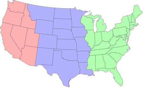 Continental US with three time zones : r/Maps